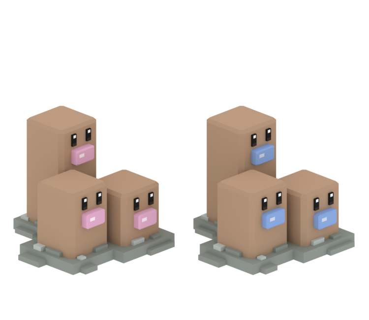 Mobile - Pokémon Quest - #051 Dugtrio - The Models Resource